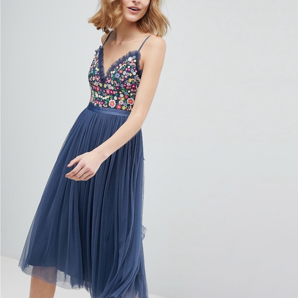 ASOS Needle & Thread Cami Strap Midi Dress with Open Back